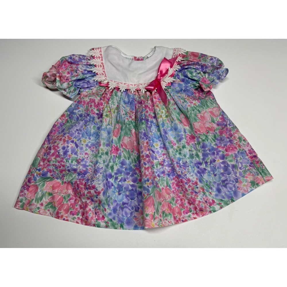 Vintage Bryan Floral Toddler Circle Dress 2 T Easter Heir Spring Watercolor‎